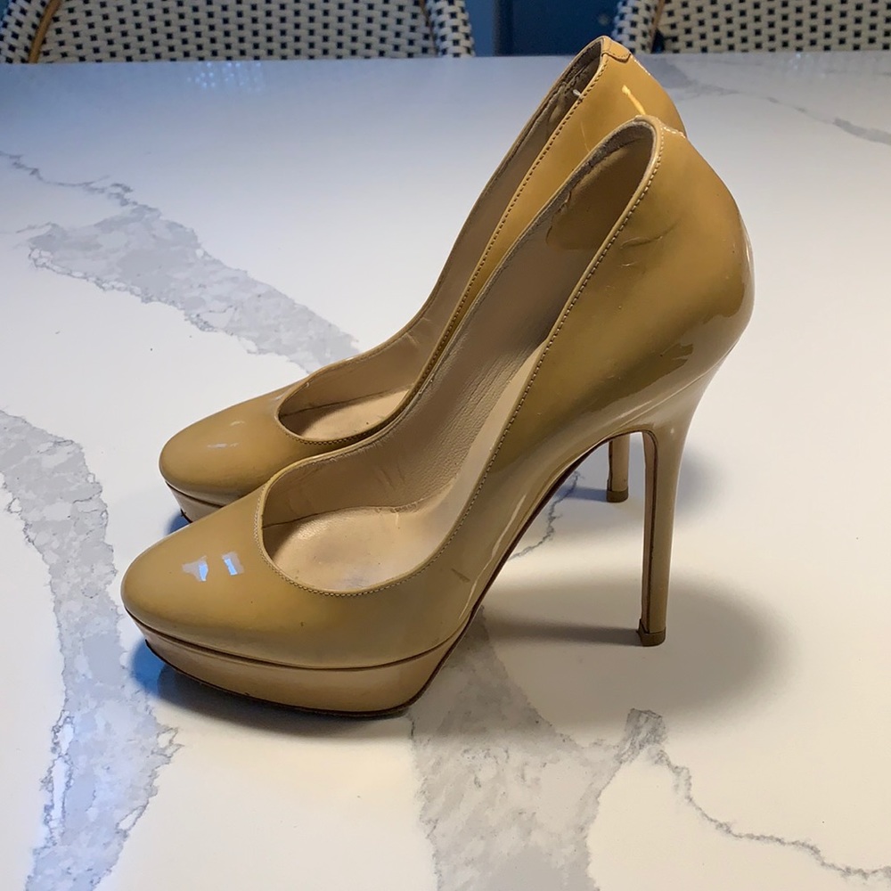 Jimmy Choo platform nude, patent leather heels